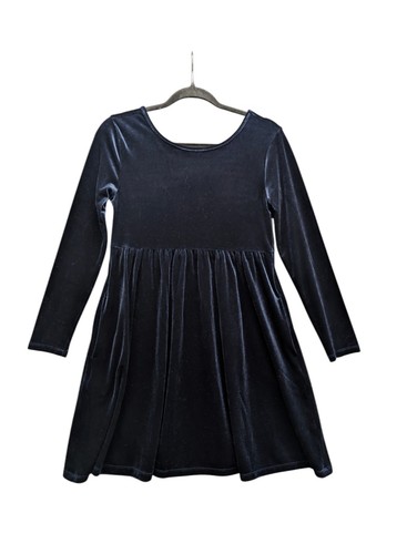 Old Navy Velour Fit & Flare Dress Girls Sz XL 14/16 Deep Blue Stretchy NWOT - Picture 2 of 13