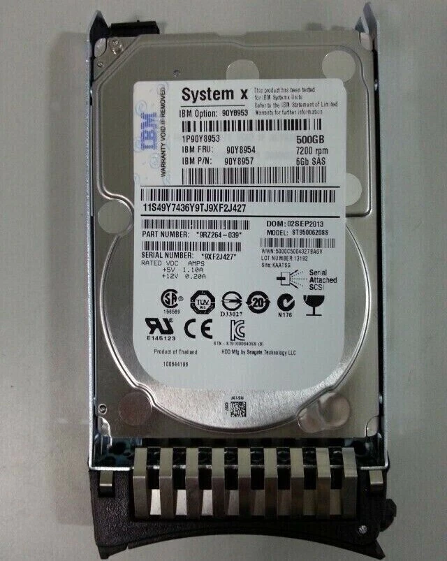 IBM 90Y8957 500GB 90Y8954 SYSTEM X 90Y8953 7.2K RPM 6Gb/s 2.5 SAS HDD Hard Drive - Image 2 of 4