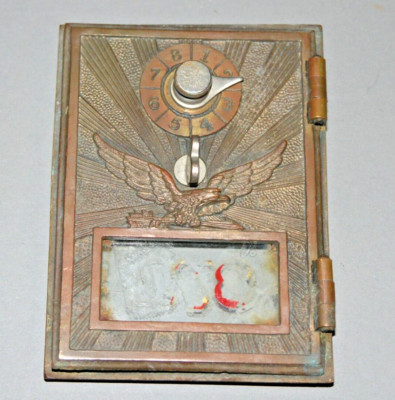 Vtg. U.S. Post Office Mail Box Door Flying Eagle Brass 5'' X 3.5''  w/Combination