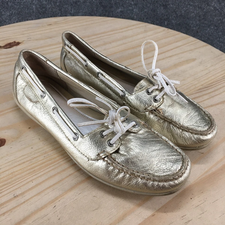 Sperry верхний сидр туфли женщин 8 M лодка золото кожи Moc носок шнурует вверх низкий верх - Изображение 3 из 4