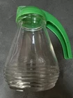 Vintage Federal Tool Corp Glass Syrup Dispenser W/ Green Top Spring 5.25”