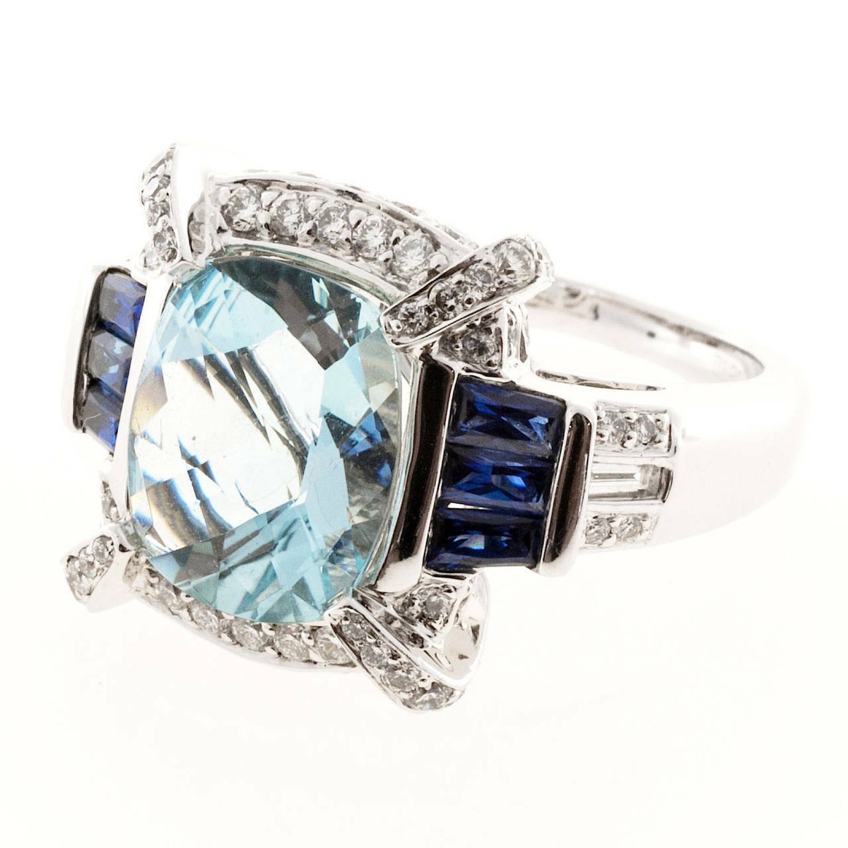 画材 Sapphire Genuine Fine Authentic Beautiful Genuine Aqua, Fine Blue Sapphire & Top White