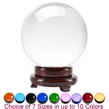 200mm Amlong Crystal Meditation Divination Sphere Crystal Ball with Wood Stand