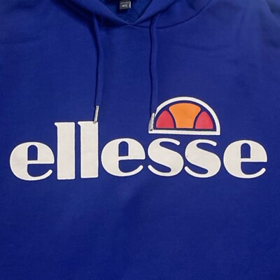 Ellesse Hoodie Hoody Blue Pullover Size L Large Unisex Retro 90s