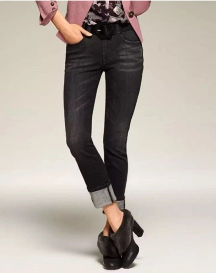 Cabi Jeans Smolder Black High Waist Straight Jeans Women 2 Style 3560 Whiskering