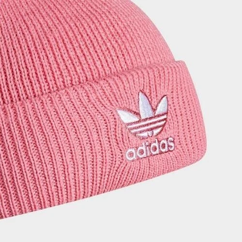 adidas Originals Trefoil Beanie Rose Tone White Logo Women s