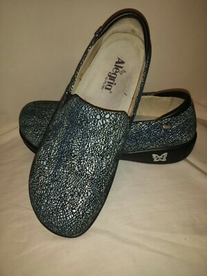 ALEGRIA KELI CLOG 11 US 41 EU CRACKLE & POP BLUE PATENT LEATHER COMFORT KEL-244