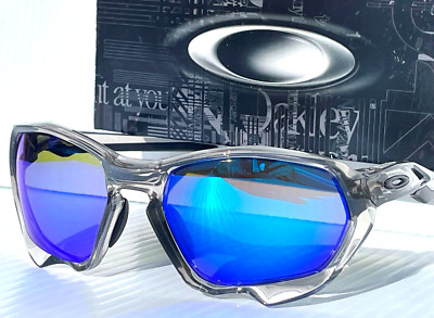 NEW Oakley PLAZMA Grey Smoke  POLARIZED Galaxy Blue Lens Sunglass 9019