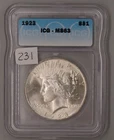 1923 Silver Peace Dollar, ICG, Certified MS63, Choice Uncirculated, Silver c231`