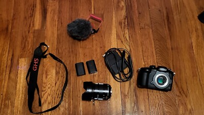 LUMIX DC-GH5 Mirrorless Digital Camera Body, Lens, Shotgun Mic, Spare Batteries