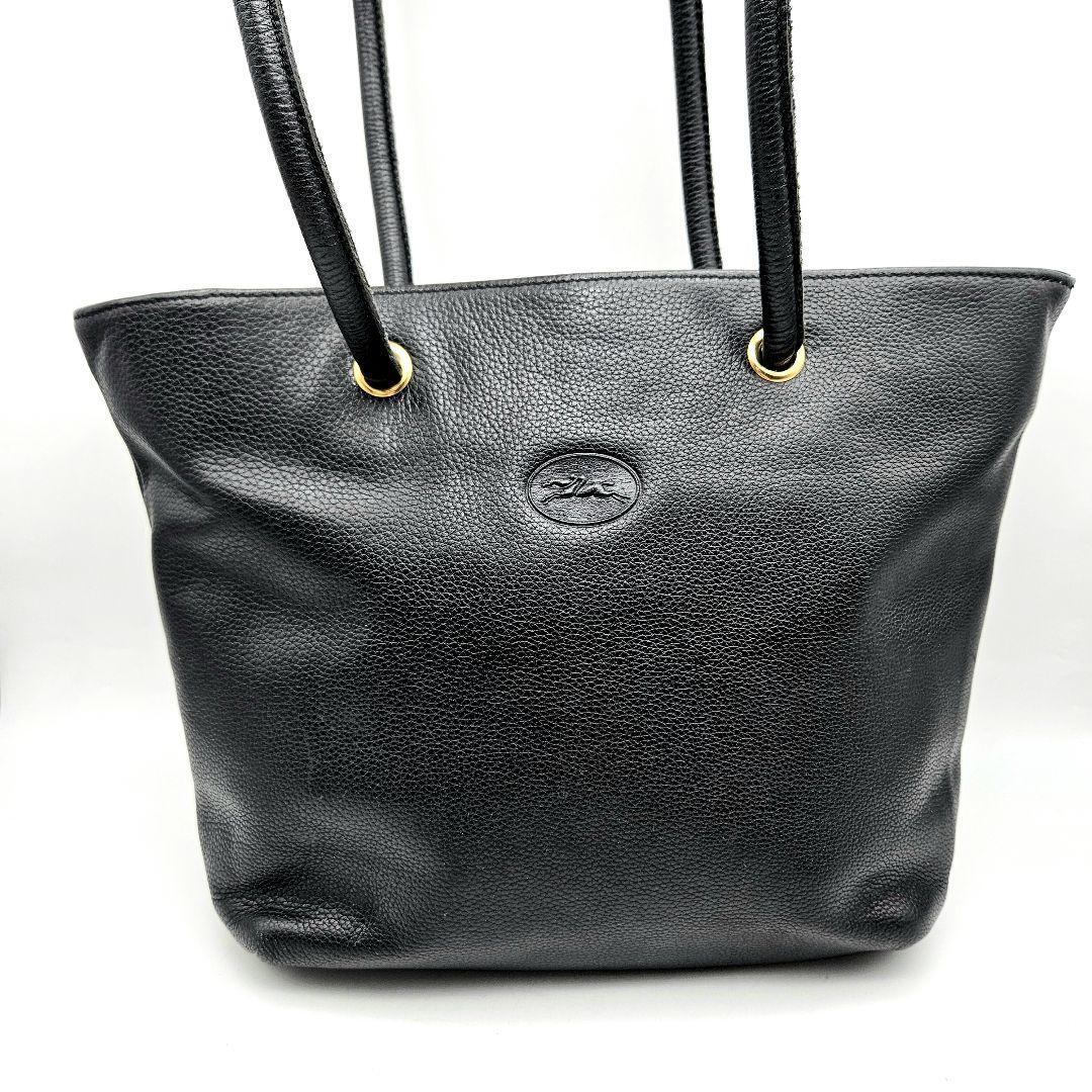 LONGCHAMP VINTAGE Black Leather Tote bag From Japan | eBay display picture 1