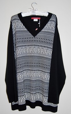 NWT Designer Marina Rinaldi Wm's Plus Black Intarsia VNeck Pulllover Sweater 24W