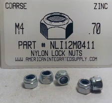 M4-.70 HEX NYLON INSERT LOCK NUTS CLASS 8 STEEL ZINC PLATED D985 (50)