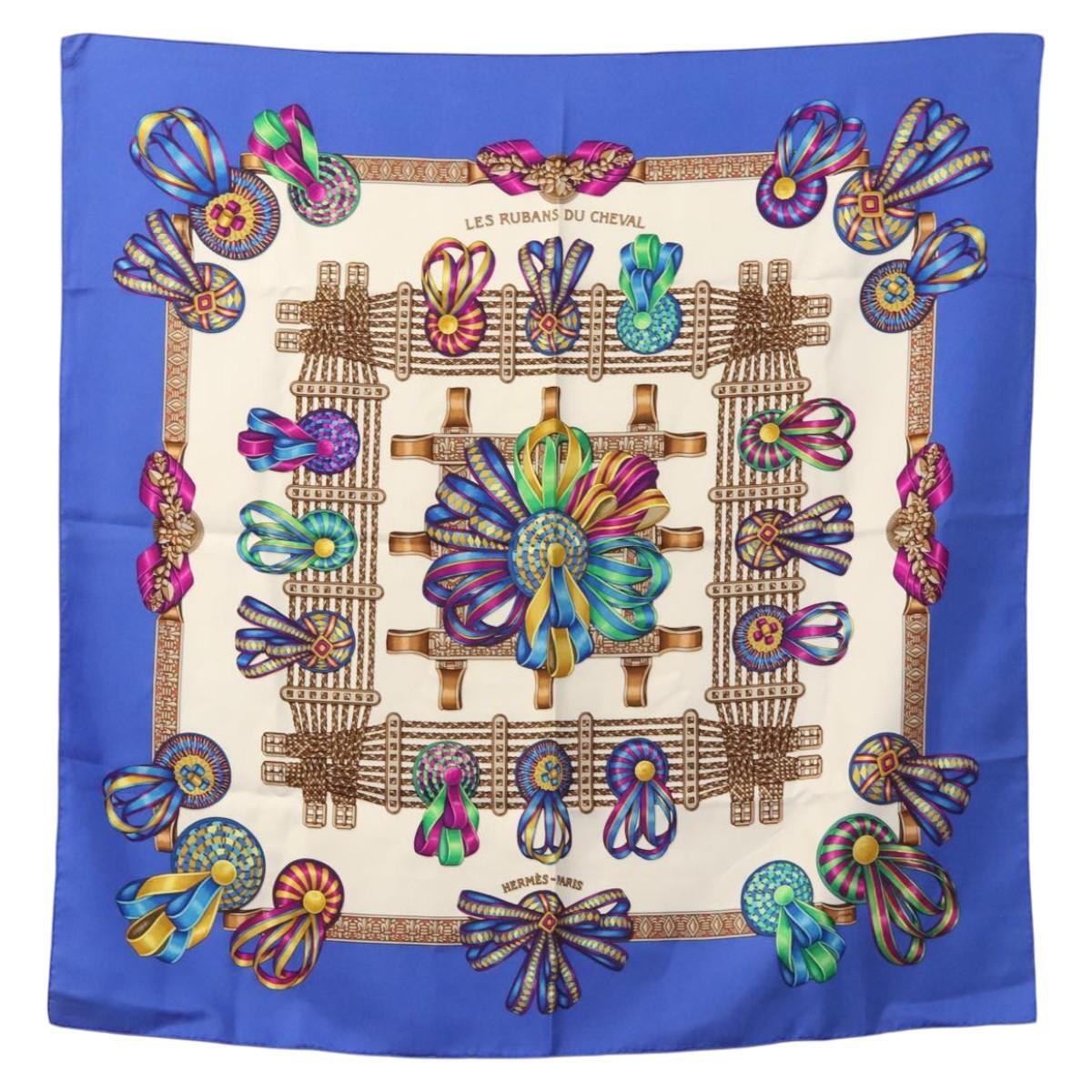 エルメス カレ90 LES RUBANS DU CHEVAL HERMES Carre 90 Scarf 