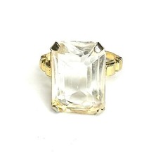 Clear Quartz Rectangle White Gemstone Cocktail Ring