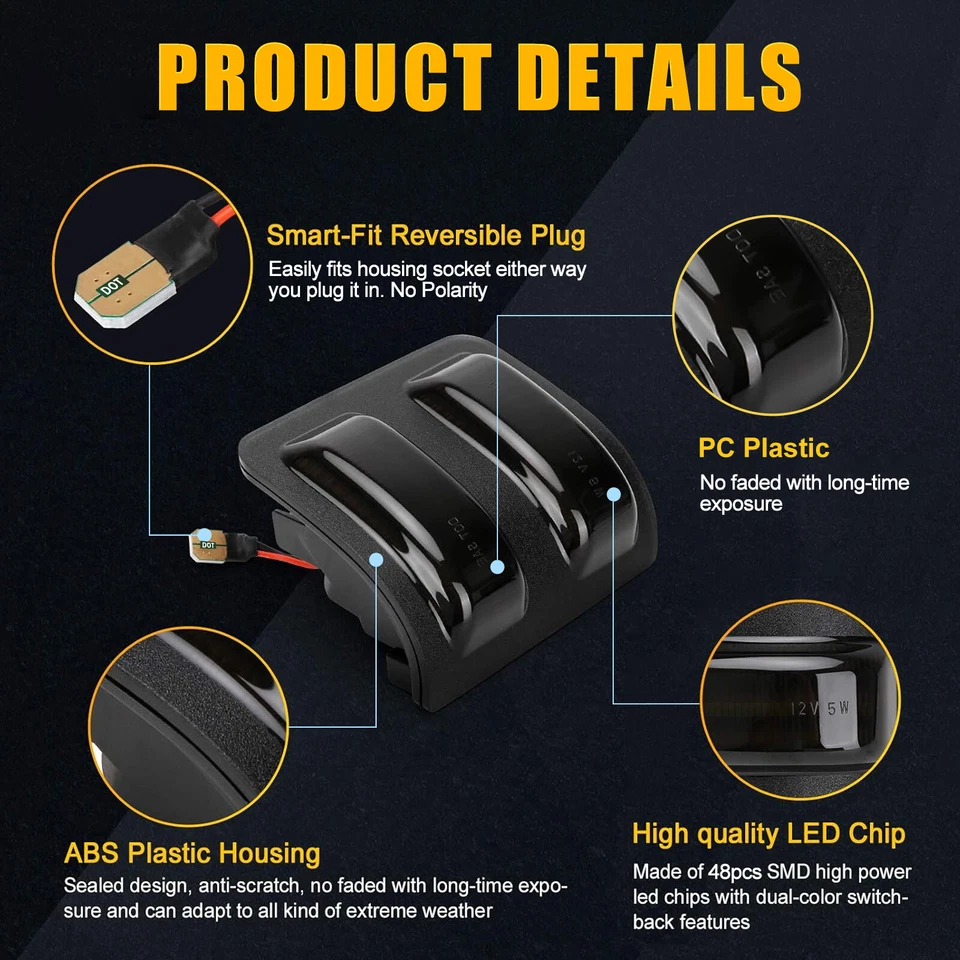 Luz marcadora de espejo lateral LED Switchback para 08-16 Ford F250 F350 F450 Super Duty Foto 4 de 4