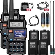2x Baofeng UV-5RX Multi Band Radio Walkie Talkie VHF 1.25M UHF AM FM Full Kit