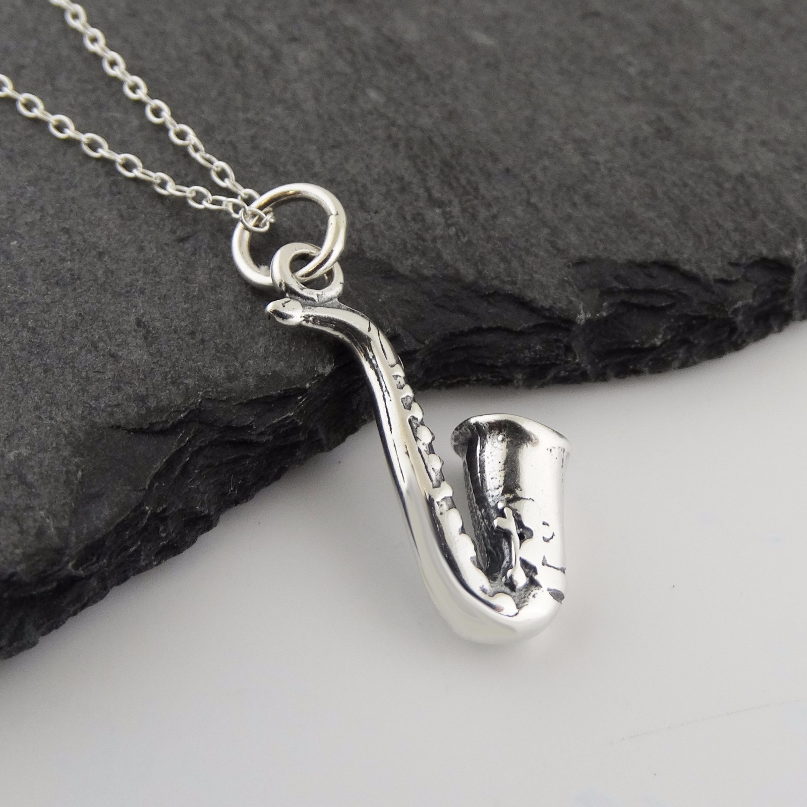 Collar Saxofón - Dije de Plata de Ley 925 Saxo Música Instrumento Musical