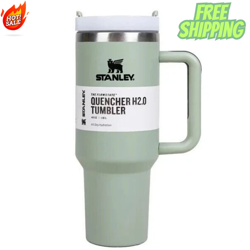 [Best Gift]Stanly Cup 40oz Quencher H2.0 Flowstate Tumbler Bay Leaf