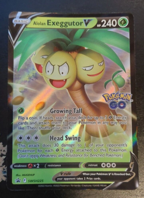 alolan exeggutor v pokemon card 005 GO Holo Rare V NM search your deck for up to 5 Grass Energy cards and attach them to your Pokmon in any way you like Alolan Exeggutor V - 071/078