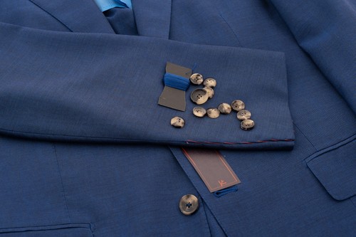 $6200 ISAIA NAPOLI Blue Hand-Sewn Suit Fine Wool / Mohair 8R ( Regular) - Picture 6 of 9