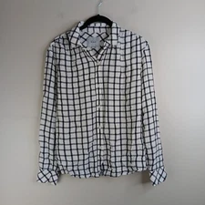 Rails Women's Shirt Button Down Plaid Cozette Top Black White Long Sleeve Small