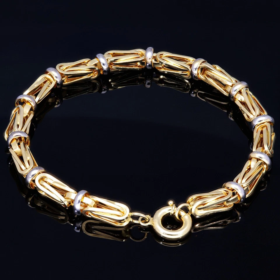 Königsarmband Goldarmband Armband 585er 14K ECHT Gold 21cm 4,5-6mm NEU Weissgold