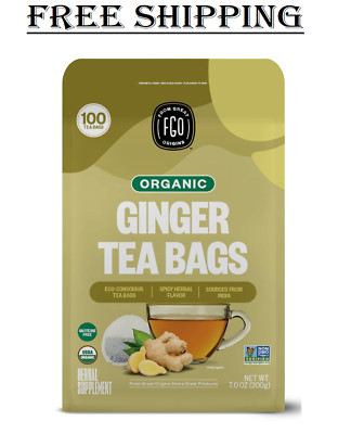 FGO Organic Ginger Tea, Eco-Conscious Tea Bags, 100 Count,