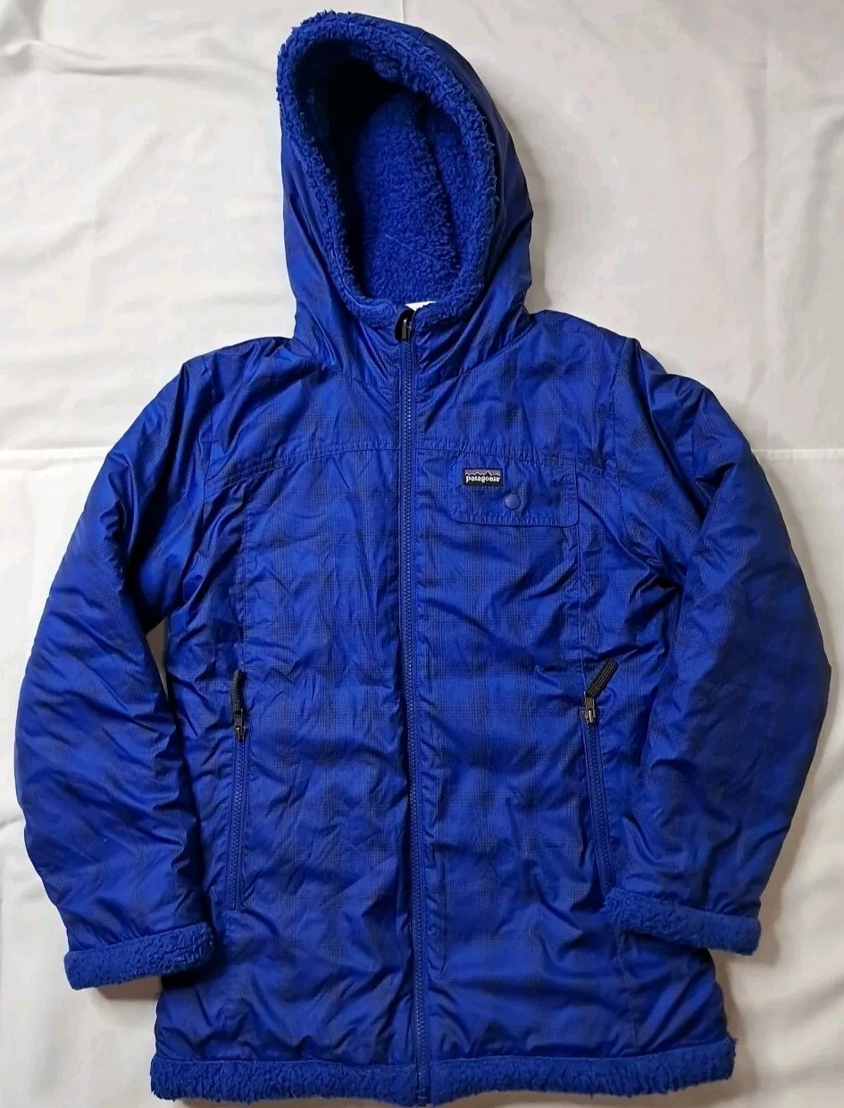 Patagonia Reversible Blue Fleece Puffer Jacket Women's S / Girl's L (12)