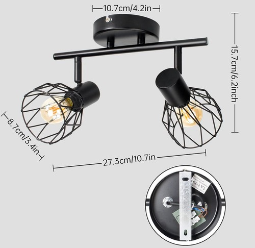 Dehobo Retro Led Deckenstrahler Schwenkbar 350° Deckenleuchte Wandleuchte E14 - Bild 4 von 5