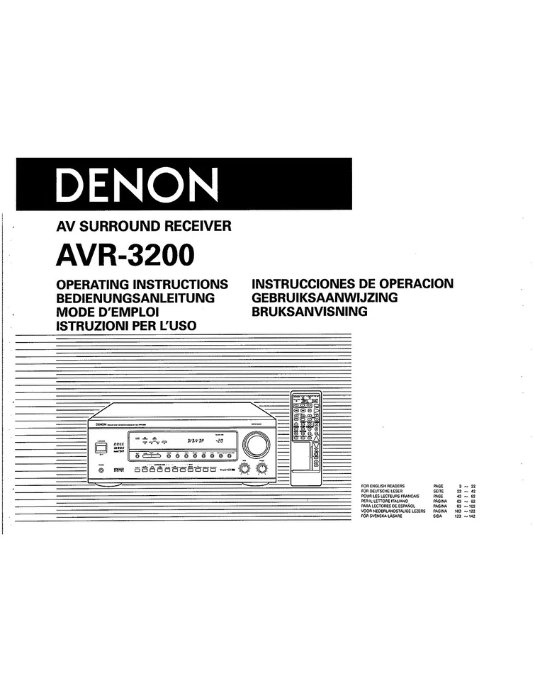 Denon AVR-3200 AV Receiver Owners Manual
