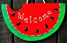 WATERMELON Welcome SIGN Deck Pool Patio SEASONAL Backyard Summer Decor Plaque