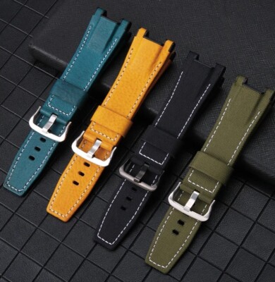 Uhrenarmband Leder Nylon für Casio GST-210/W120L/S130L/S310 GST-B100 Schwarz