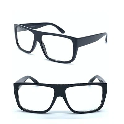 Clásicas lentes transparentes gafas cuadradas geek-chic nerd marco negro UV400
