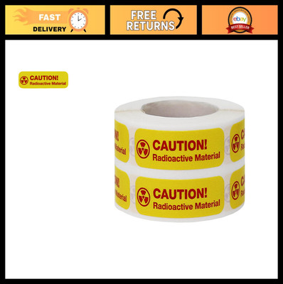 Radioactive Material Labels - Medical Healthcare Caution Stickers, 0.5''x1.5'', 50