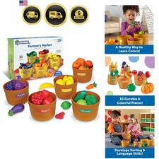 Farmer's Market Color Sorting Set - Play Food for Kids, Toddler Stacking Toys...
