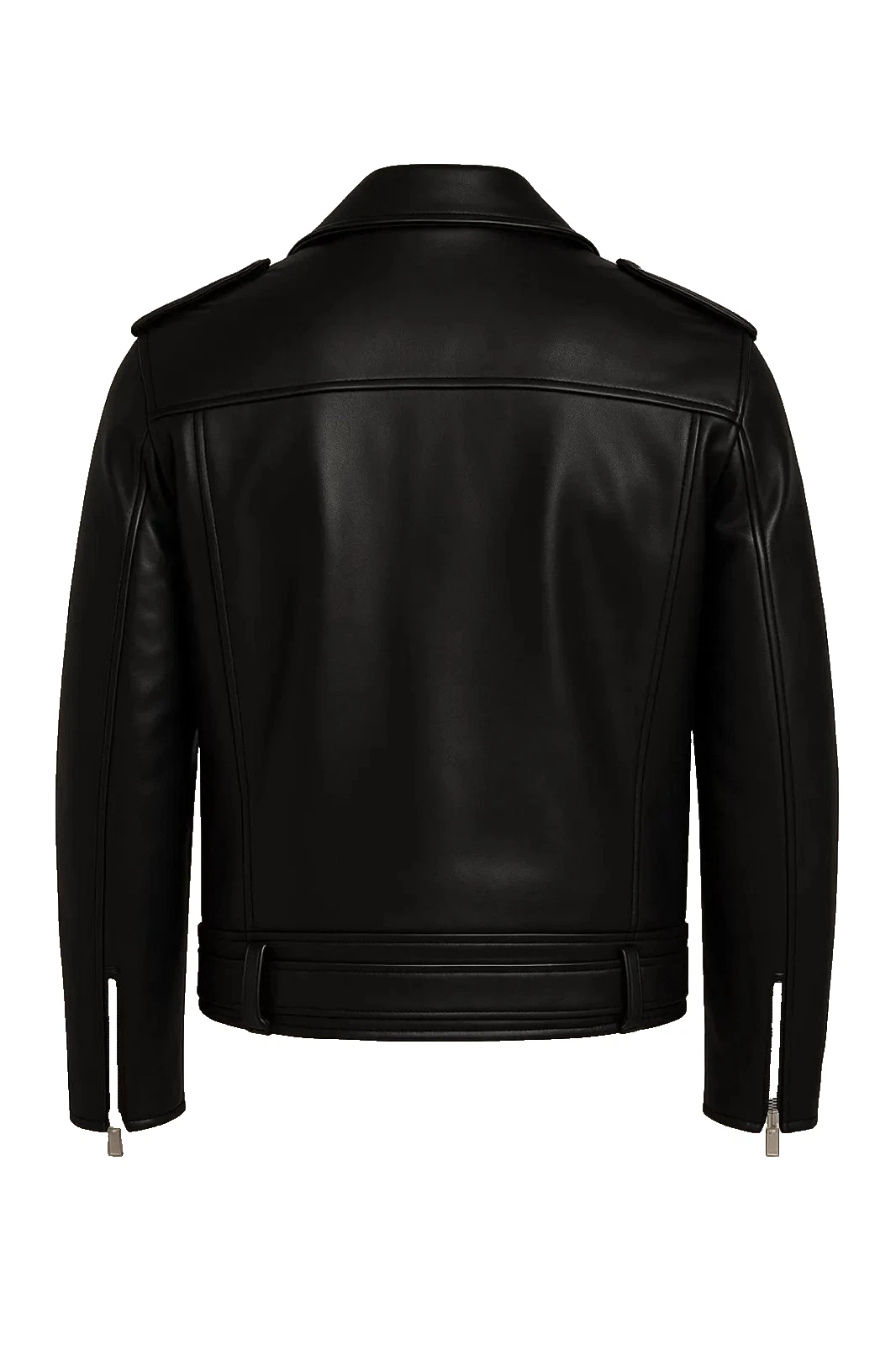 Men's Black Leather Biker Jacket: Handmade Moto Style image 2