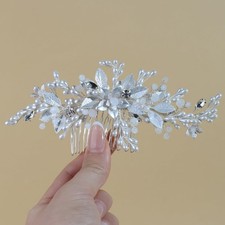 Bridal Hair Comb with Pearl Wedding Hair Accessories Handmade Floral Design f...