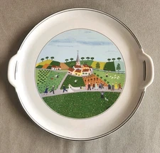 Villeroy & Boch Naif Wedding Scene 12.5"  Cake Platter with Handles MINT