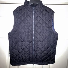 ORVIS Barbour Dudden Gilet Quilted Vest Men XL Black Corduroy Collar Full Zip
