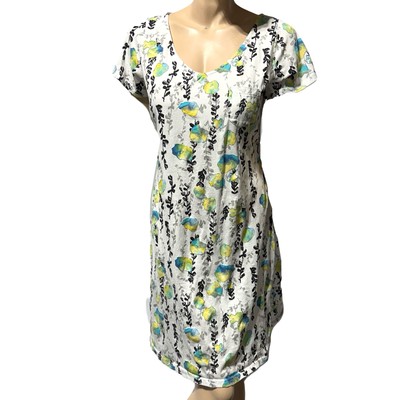 Fresh Produce Printed Shift Dress Size M Medium Short Sleeve Cutout Back