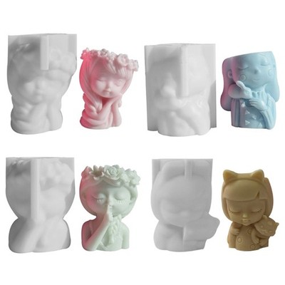 Baking Decoration 3D Teenager Girl Planter Silicone Mold Soap DIY