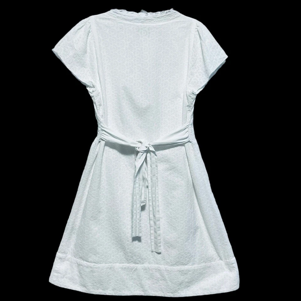 Vestido Max & Cleo Para Mujer Blanco Algodón Cuello en V Manga Corta Corbata Trasera Talla/10 Foto 2 de 4