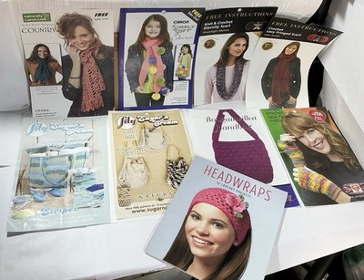 9 Vintage Leaflets Booklet Crochet Patterns for Hand Bags Head Wraps Scarfs