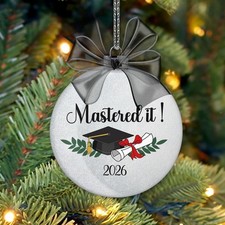 Mastered It Class of 2026 Masters Degree Graduation Ornament Gift for Her Him