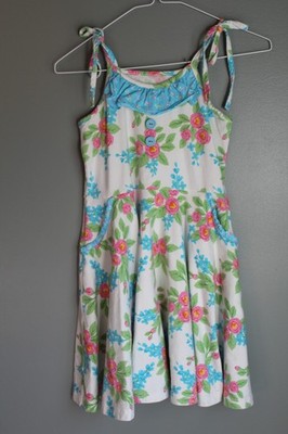 Eleanor Rose White Blue Floral Dress Girls Size 8-10 Spring Easter