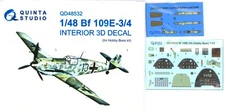 Quinta Studios 1/48 BF 109E-3/4 3D PRINTED & COLORED INTERIOR SET HobbyBoss