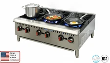 NSF 36" Countertop 6 Burner Hot Plate 150000 BTU Natural Gas Range Grate Stove
