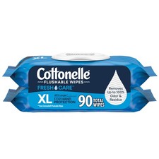 Cottonelle XL Flushable Wet Wipes, Adult Wipes Large, 2 Flip-Top Packs, 45 W...