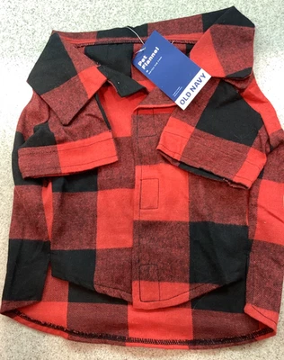 OLD NAVY DOG FLANNEL RED & BLACK Black & RED PLAID SHIRT   Size M - Image 1 of 3